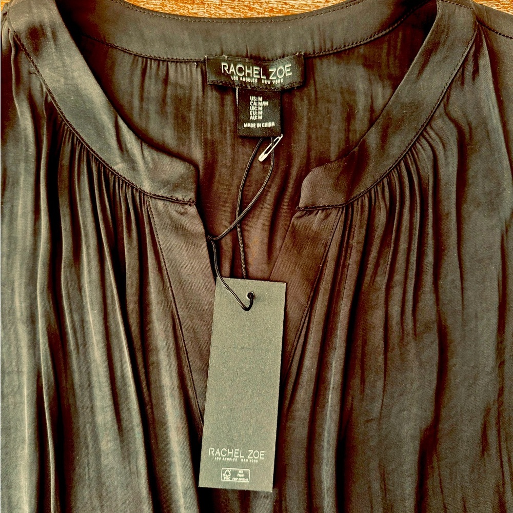 NWT Rachel Zoe Black Satin Dress Size M - Picture 5 of 5